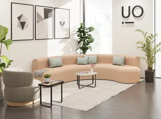Curved sofa in reception