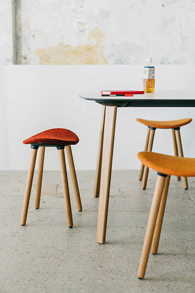 Coma low wood stool Coma low Stool with wood legs
