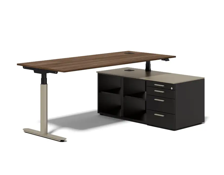 Nuvola height-adjustable managers desk on storage support