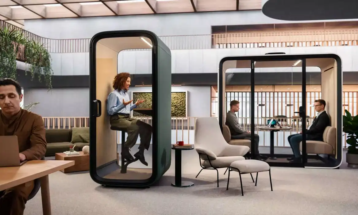 Framery Four Office Pod Framery Four Pod with Framery One phone pod