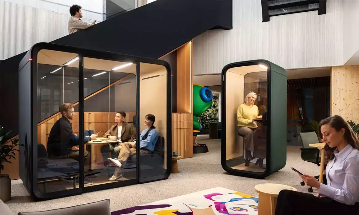 Framery Four Office Pod Framery Four Pod with Framery One phone pod
