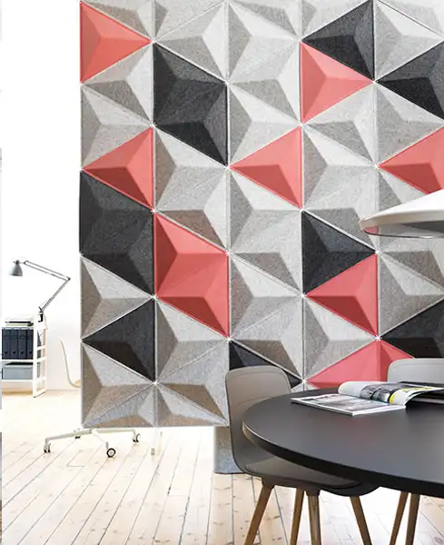 Aircone Acoustic baffles creating an office divide