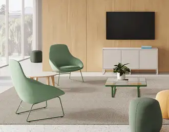 Rounded reception armchairs