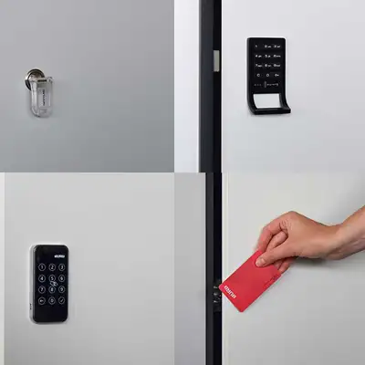 Locker door locking mechanisms