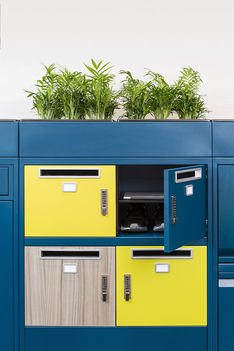 Locker with planter on top