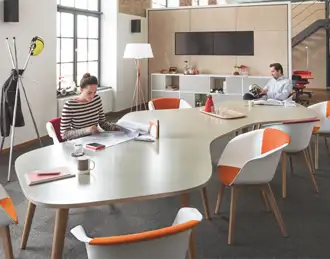 Wave shaped high table for collaboration