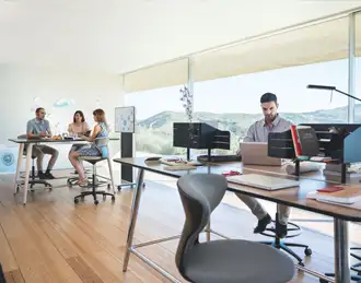 Office standing table with foot perch