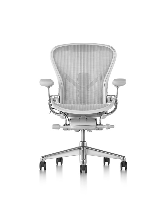 Aeron chair with PostureFit in light grey mesh.