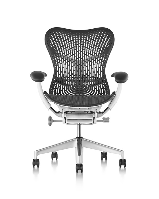 Mirra 2 office chair in black with white frame.